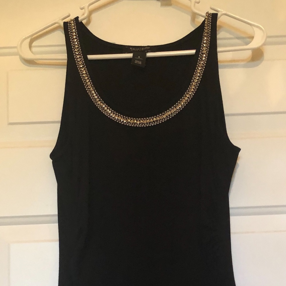Black Tank with Sequin Neck Line